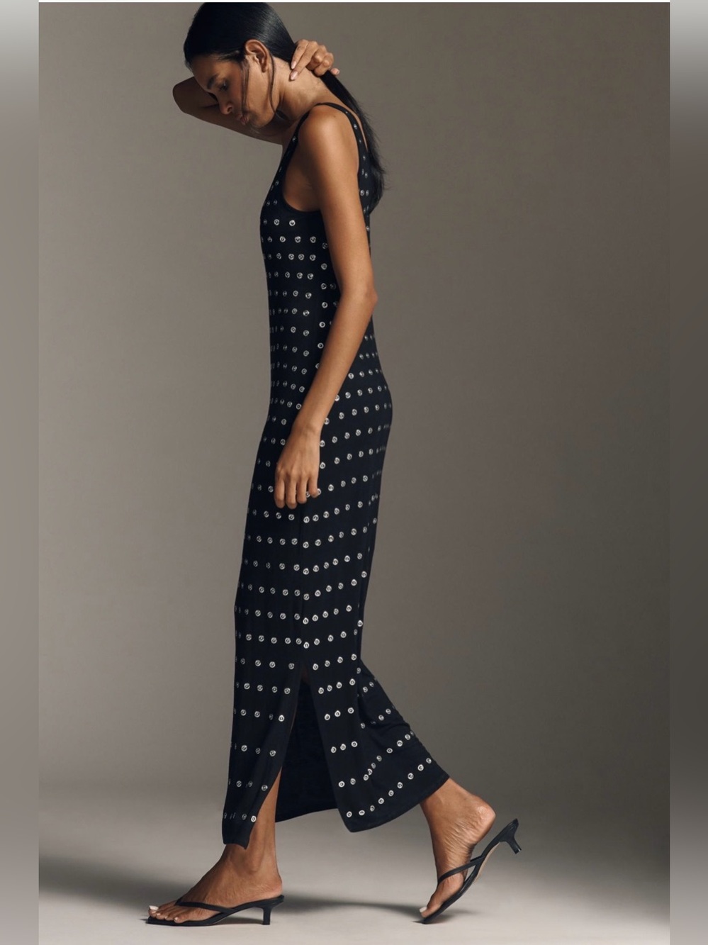Anthropologie Sleeveless Metallic Knit Slim Midi Dress - Picture 4 of 16
